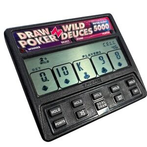 Radica Draw Poker Wild Deuces 5000 Handheld Electronic Game Vintage Model 1414